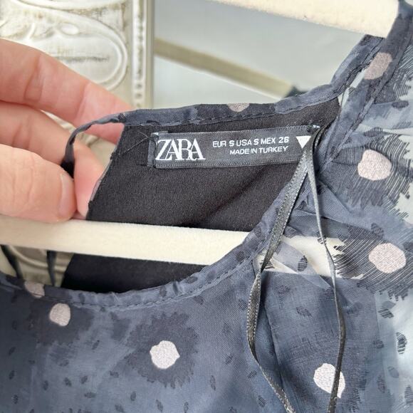 Zara Organza Daisy Print Mini Dress - Picture 4 of 6